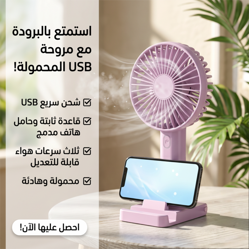 مروحة شحن USB بقاعدة – الهواء المنعش في متناول يدك! - 1